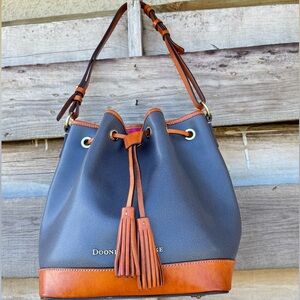 Dooney & Bourke Gray and Tan Bucket Bag